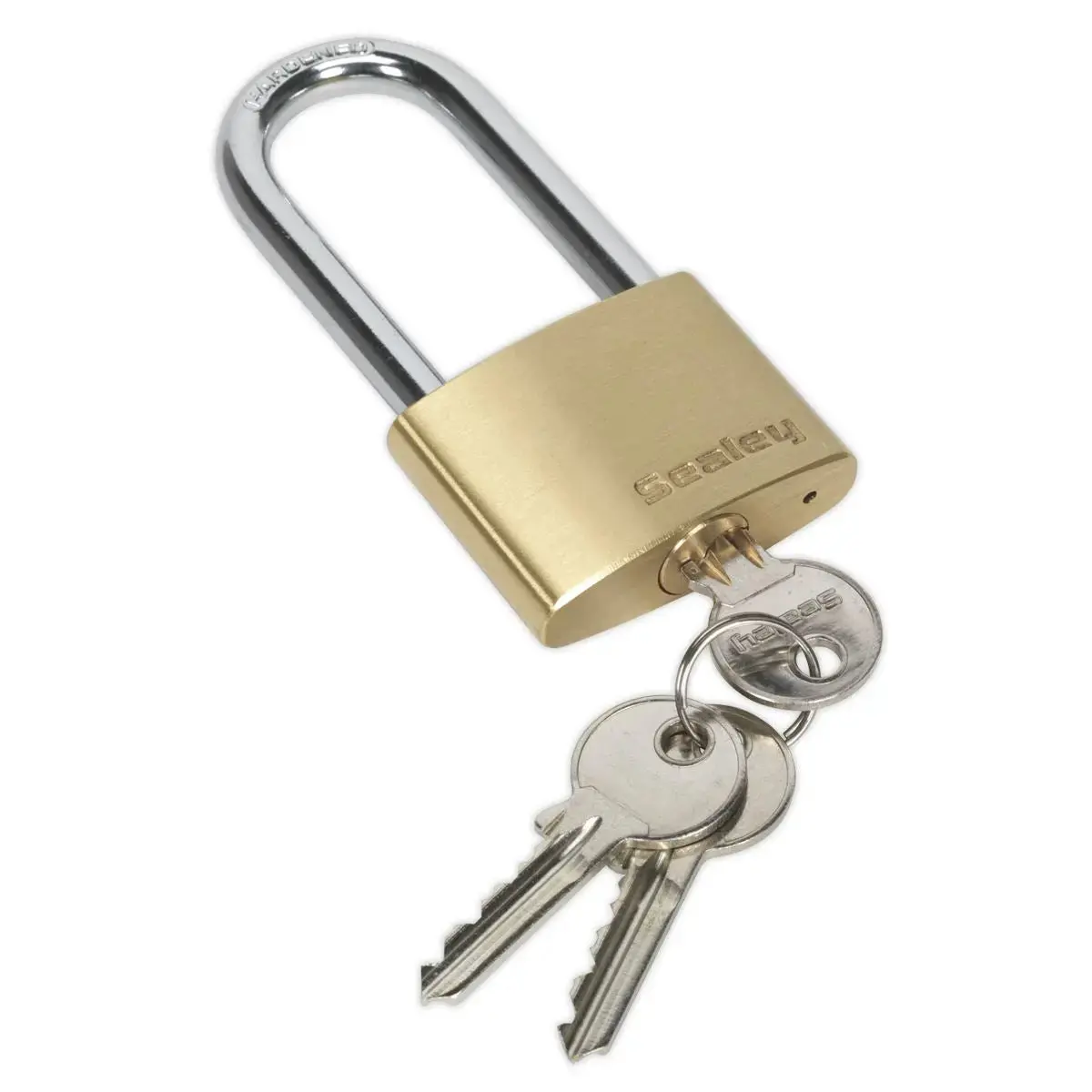 Sealey Brass Body Padlock Long Shackle 50Mm 1