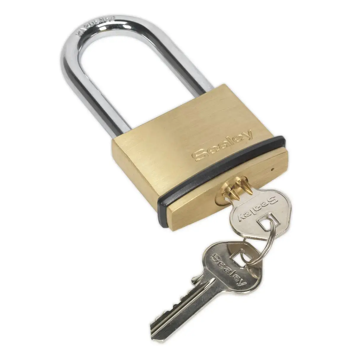 Sealey Brass Body Padlock Long Shackle 50Mm 1