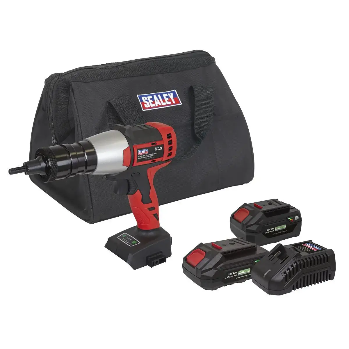 Sealey Brushless Cordless Nut Riveter 20V Sv20 Series - 2 Batteries 1