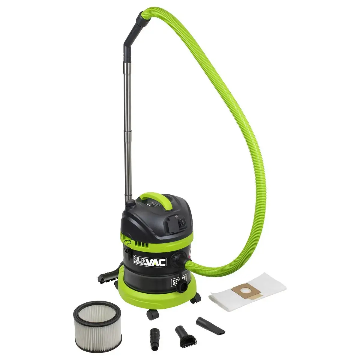 Sealey Buildervac® Wet & Dry Vacuum Cleaner 15L Stainless Steel Drum M Class Filtration 1