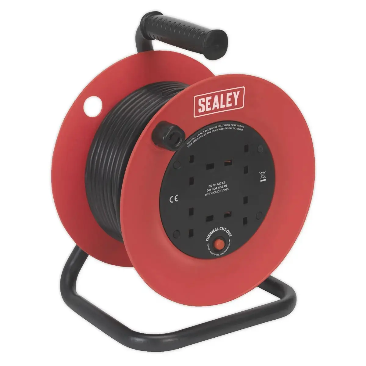 Sealey Cable Reel 25M 4 X 230V 1.5Mm² Heavy-Duty Thermal Trip 1
