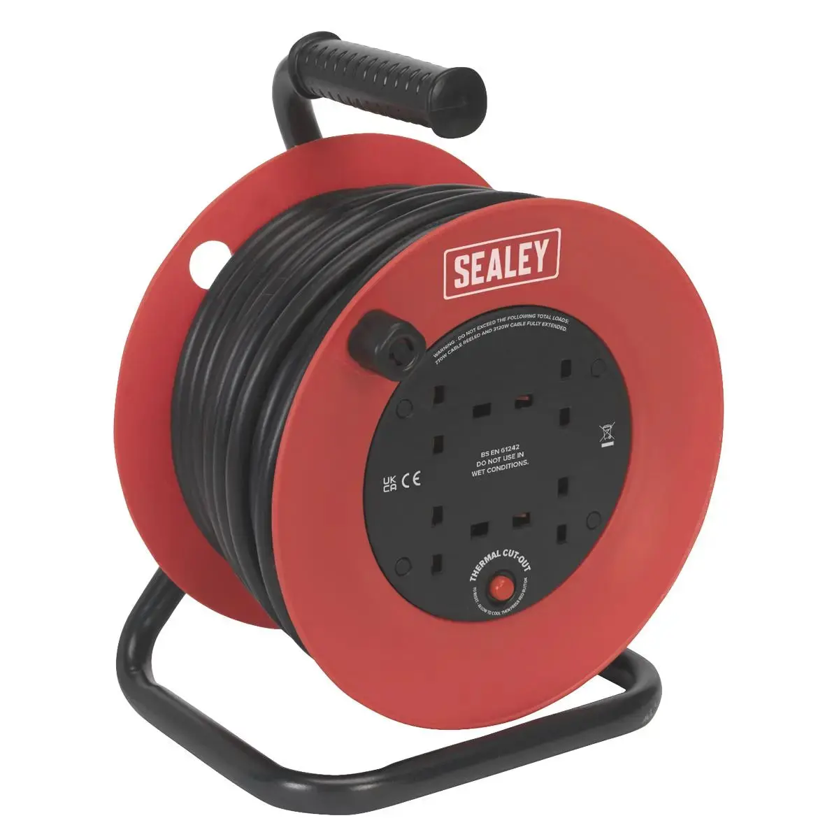 Sealey Cable Reel 25M 4 X 230V 2.5Mm² Heavy-Duty Thermal Trip 1