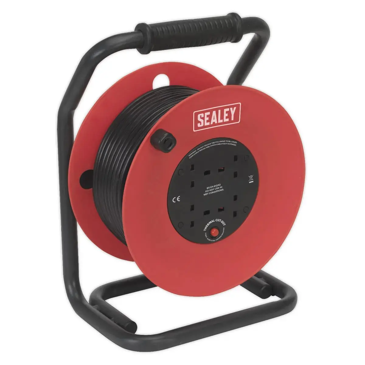 Sealey Cable Reel 50M 4 X 230V 1.5Mm² Heavy-Duty Thermal Trip 1