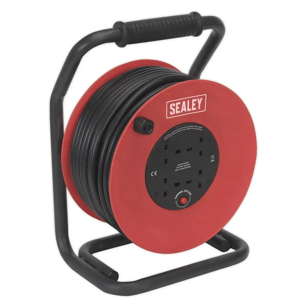 Sealey Cable Reel 50M 4 X 230V 2.5Mm² Heavy-Duty Thermal Trip 1