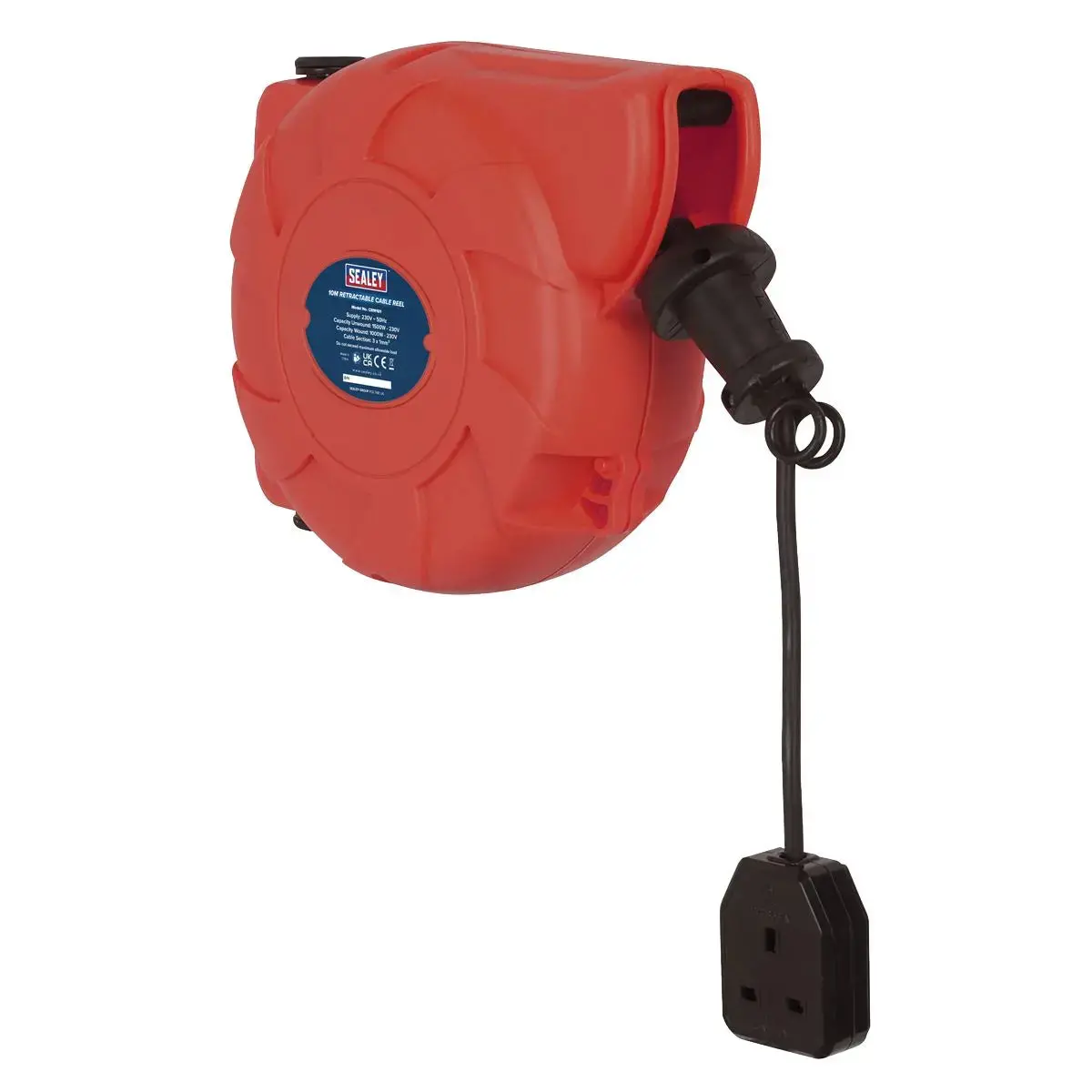 Sealey Cable Reel System Retractable 10M 1 X 230V Socket Outlet Extension 1