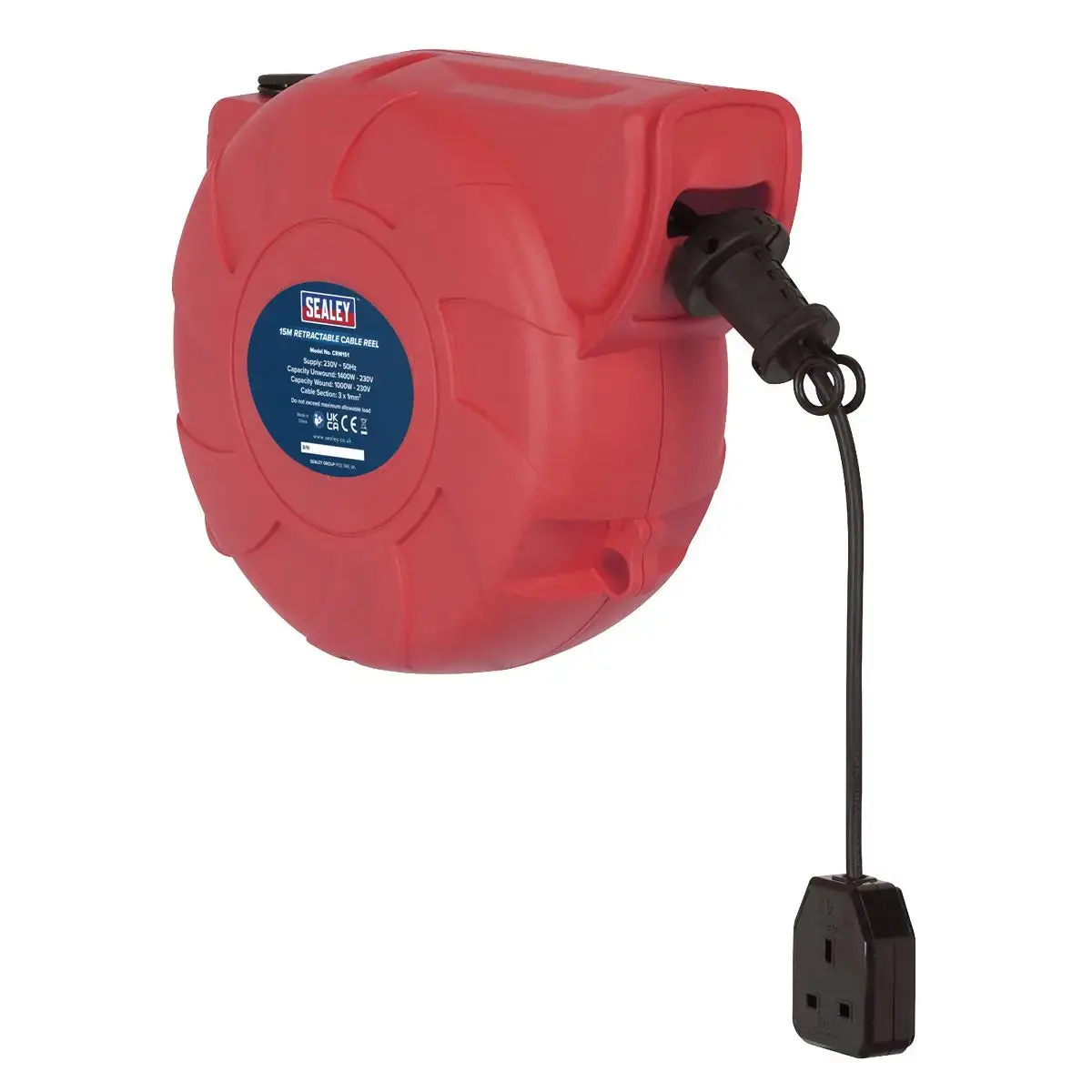 Sealey Cable Reel System Retractable 15M 1 X 230V Socket 1