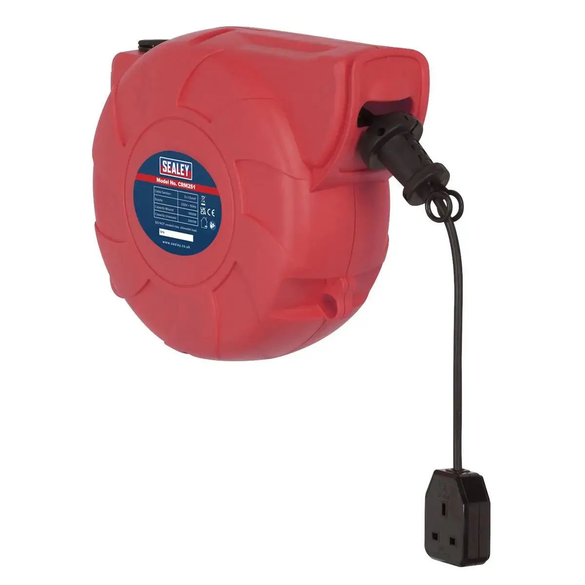 Sealey Cable Reel System Retractable 25M 1 X 230V Socket 1