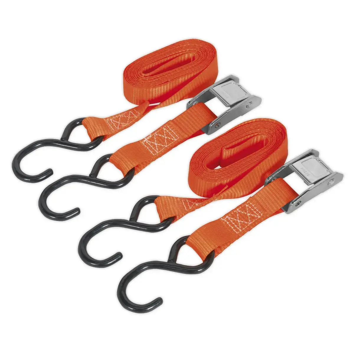 Sealey Cam Buckle Strap 25Mm X 2.5M Polyester Webbing With S-Hooks 250Kg Breaking Strength 1
