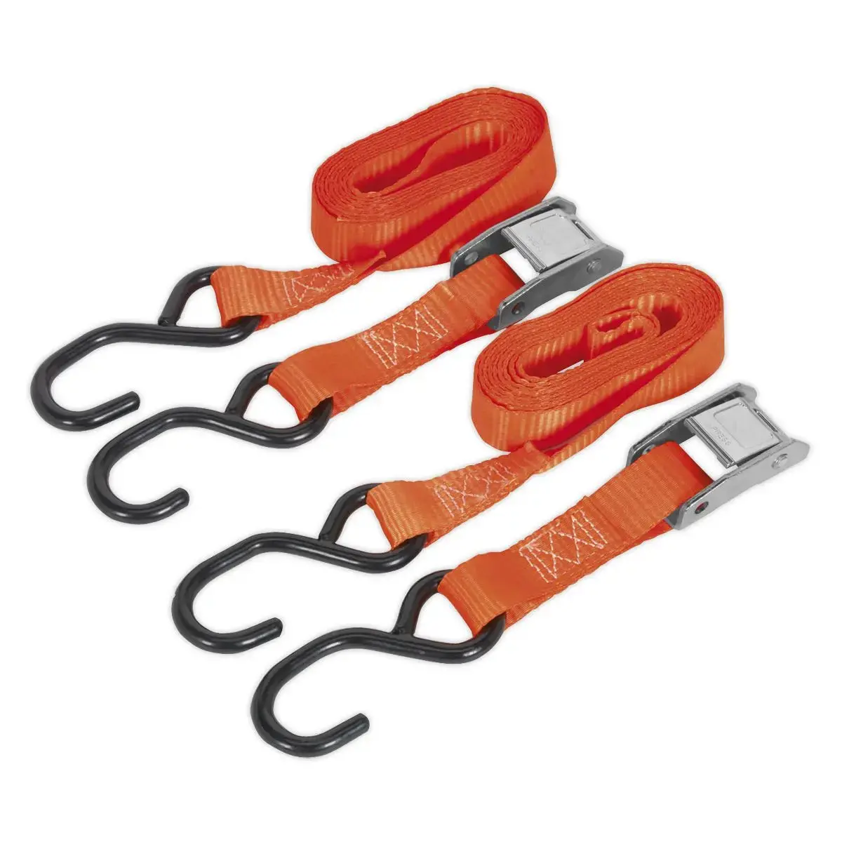Sealey Cam Buckle Strap 25Mm X 2.5M Polyester Webbing With S-Hooks 500Kg Breaking Strength 1