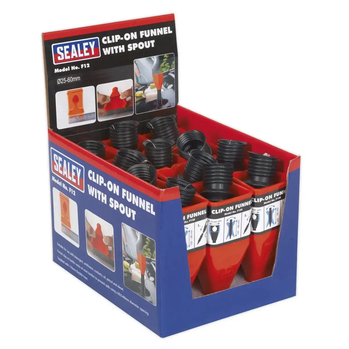 Sealey Clip-On Funnel With Spout - Display Box Of 12 1