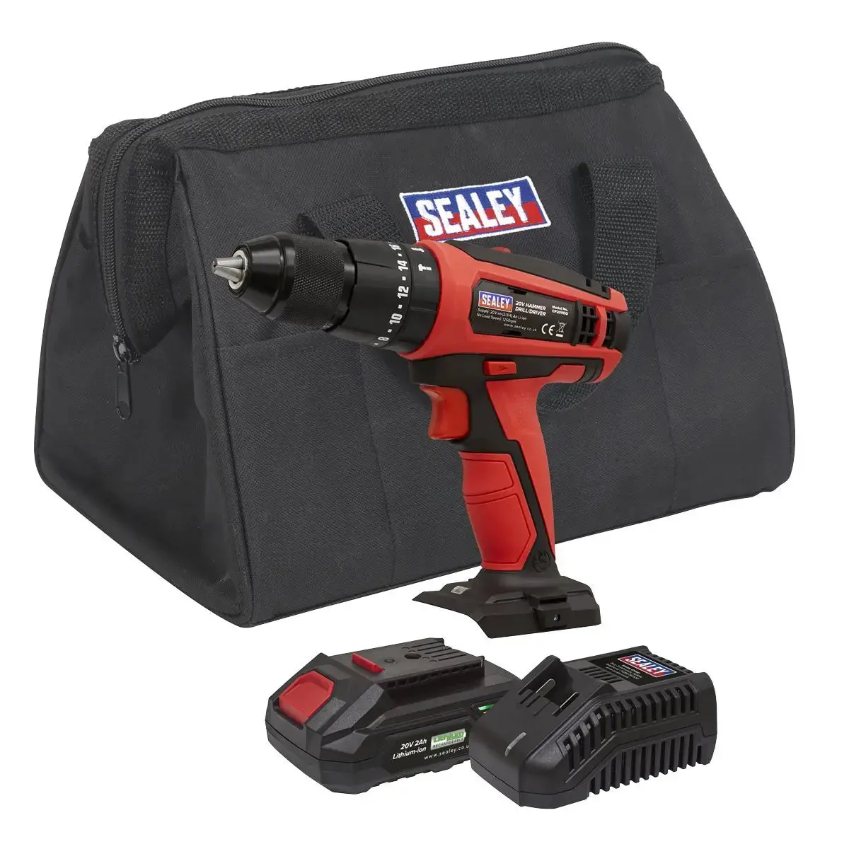 Sealey Combi Drill/Driver Kit Ø13mm 20V 2Ah Sv20 Series Lithium-Ion 1