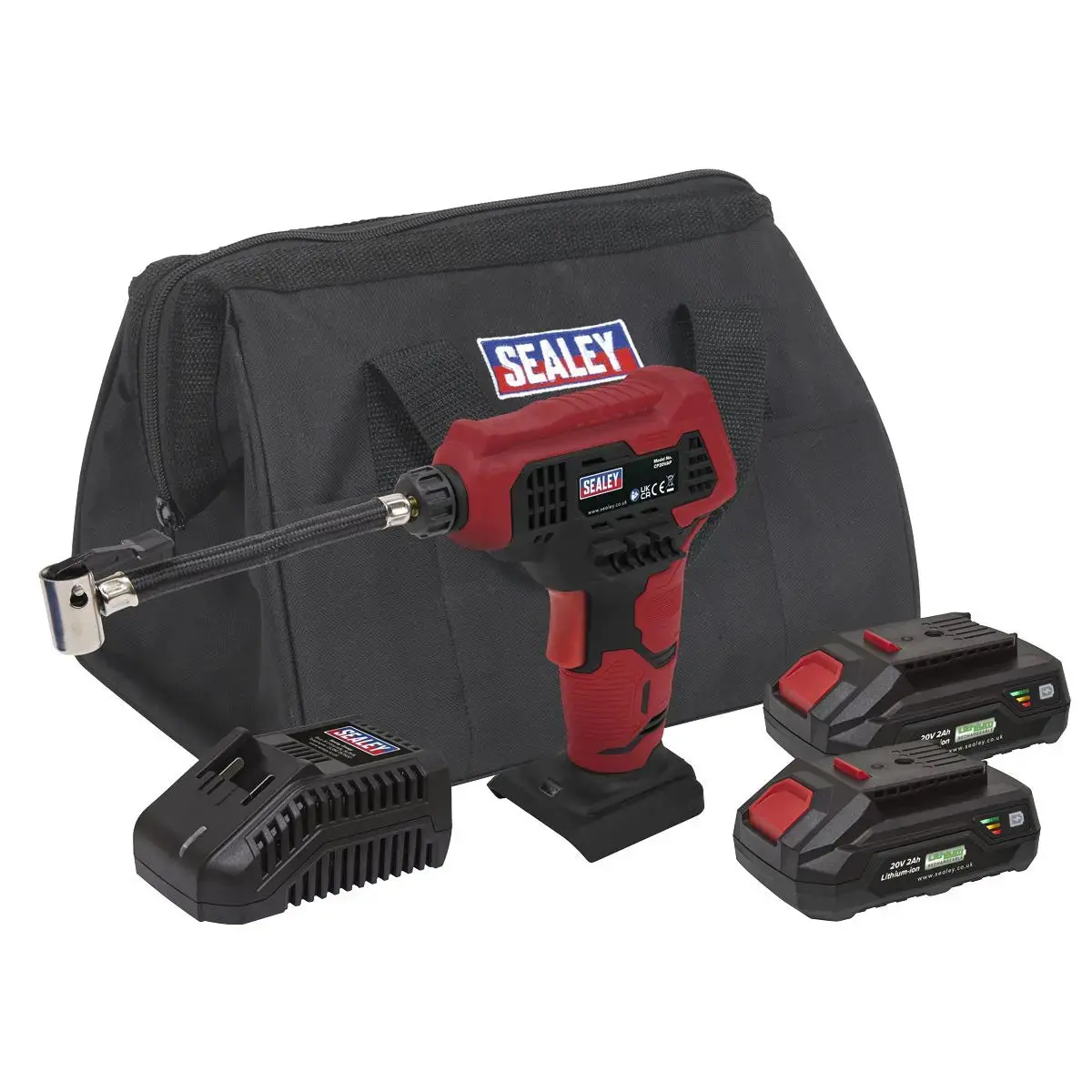 Sealey Cordless Air Pump Kit 20V 2Ah Sv20 Series - 2 Batteries 1