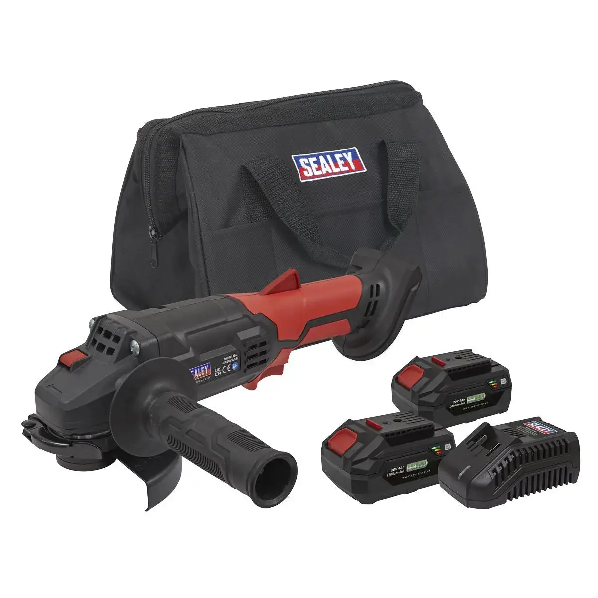 Sealey Cordless Angle Grinder Kit Ø115mm 20V 4Ah Sv20 Series - 2 Batteries 1