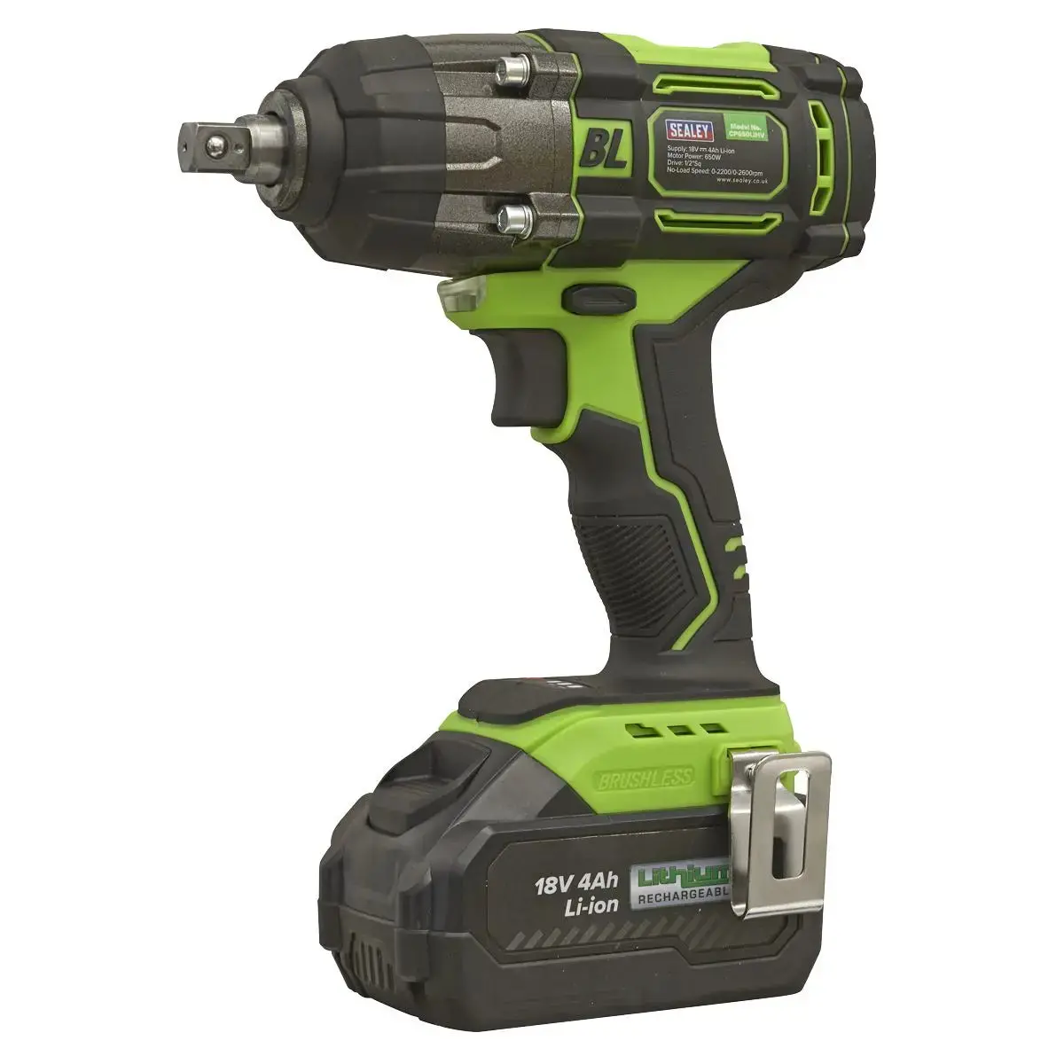 Sealey Cordless Impact Wrench 18V 4Ah Lithium-Ion 1/2"Sq Drive 1