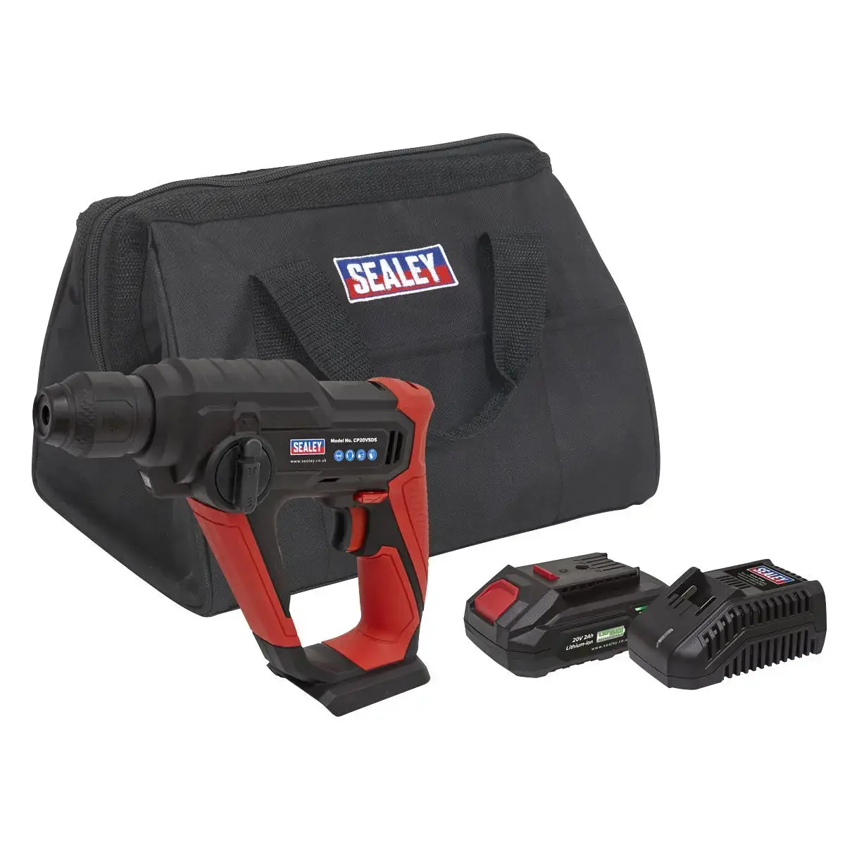 Sealey Cordless Rotary Hammer Drill Kit 20V 2Ah Sv20 Series Sds Plus 1