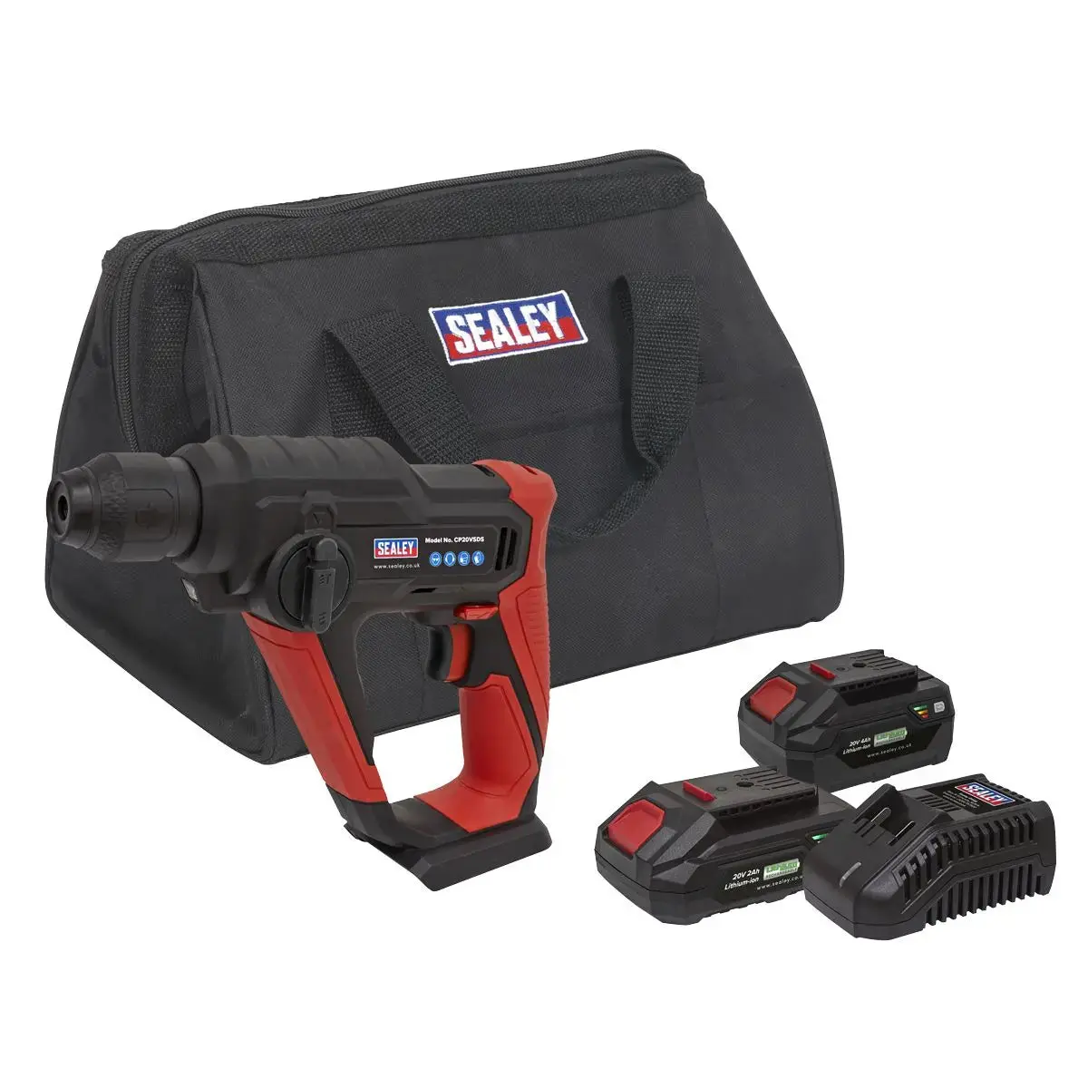 Sealey Cordless Rotary Hammer Drill Kit 20V Sv20 Series Sds Plus - 2 Batteries 1