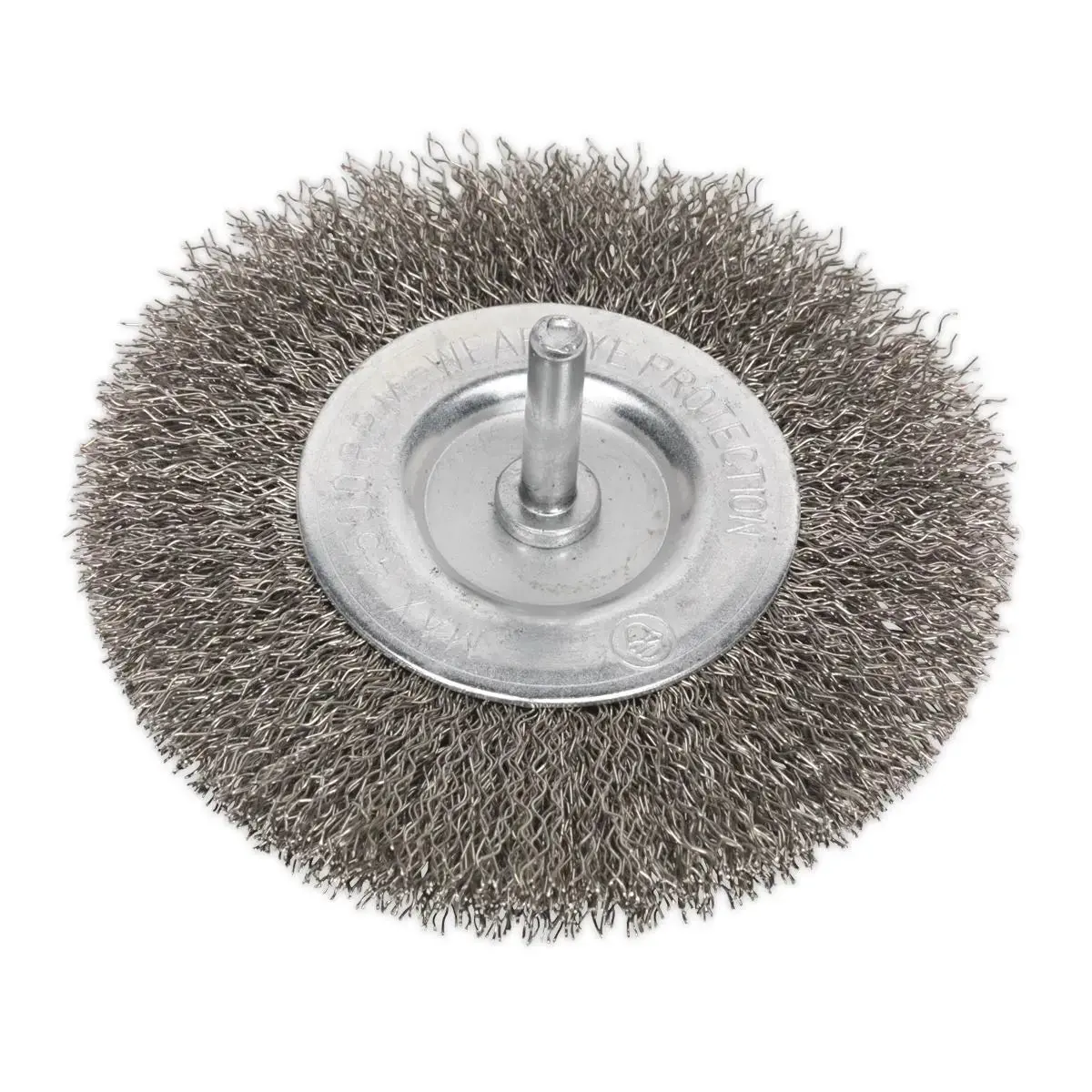 Sealey Crimped Flat Wire Brush Stainless Steel Ø100mm Ø6mm Shaft 1