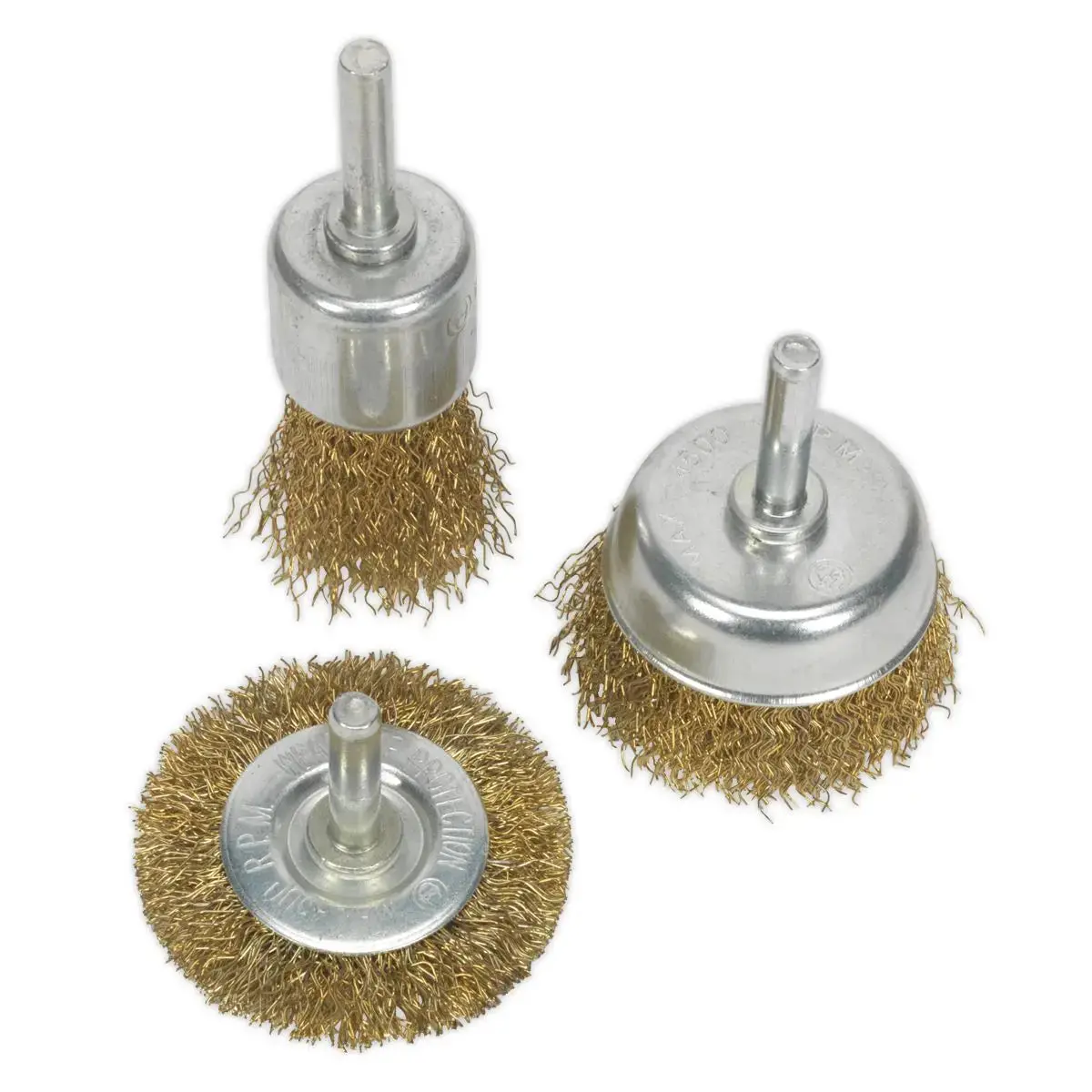 Sealey Crimped Wire Brush Set 3Pc Brassed 1