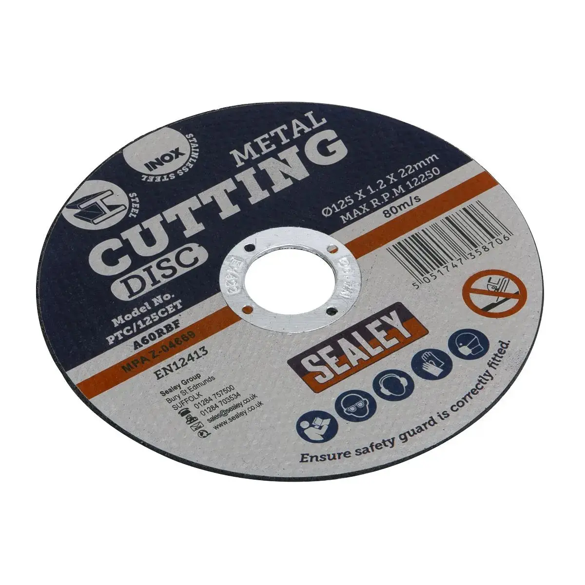 Sealey Cutting Disc Ø125 X 1.2Mm Ø22mm Bore 1
