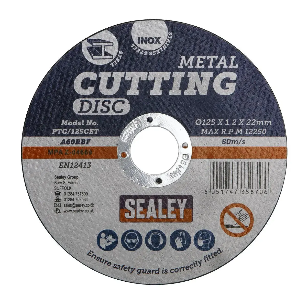 Sealey Cutting Disc Ø125 X 1.2Mm Ø22mm Bore 2