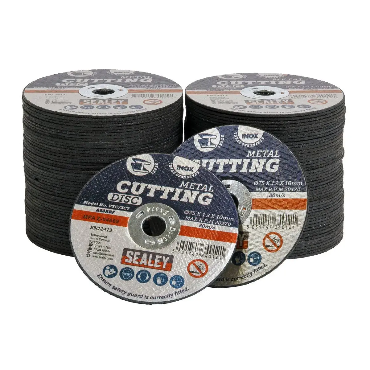 Sealey Cutting Disc Pack Of 100 Ø75 X 1.2Mm Ø10mm Bore 1