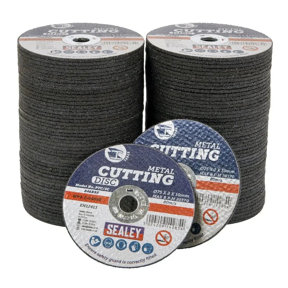 Sealey Cutting Disc Pack Of 100 Ø75 X 2Mm Ø10mm Bore 1