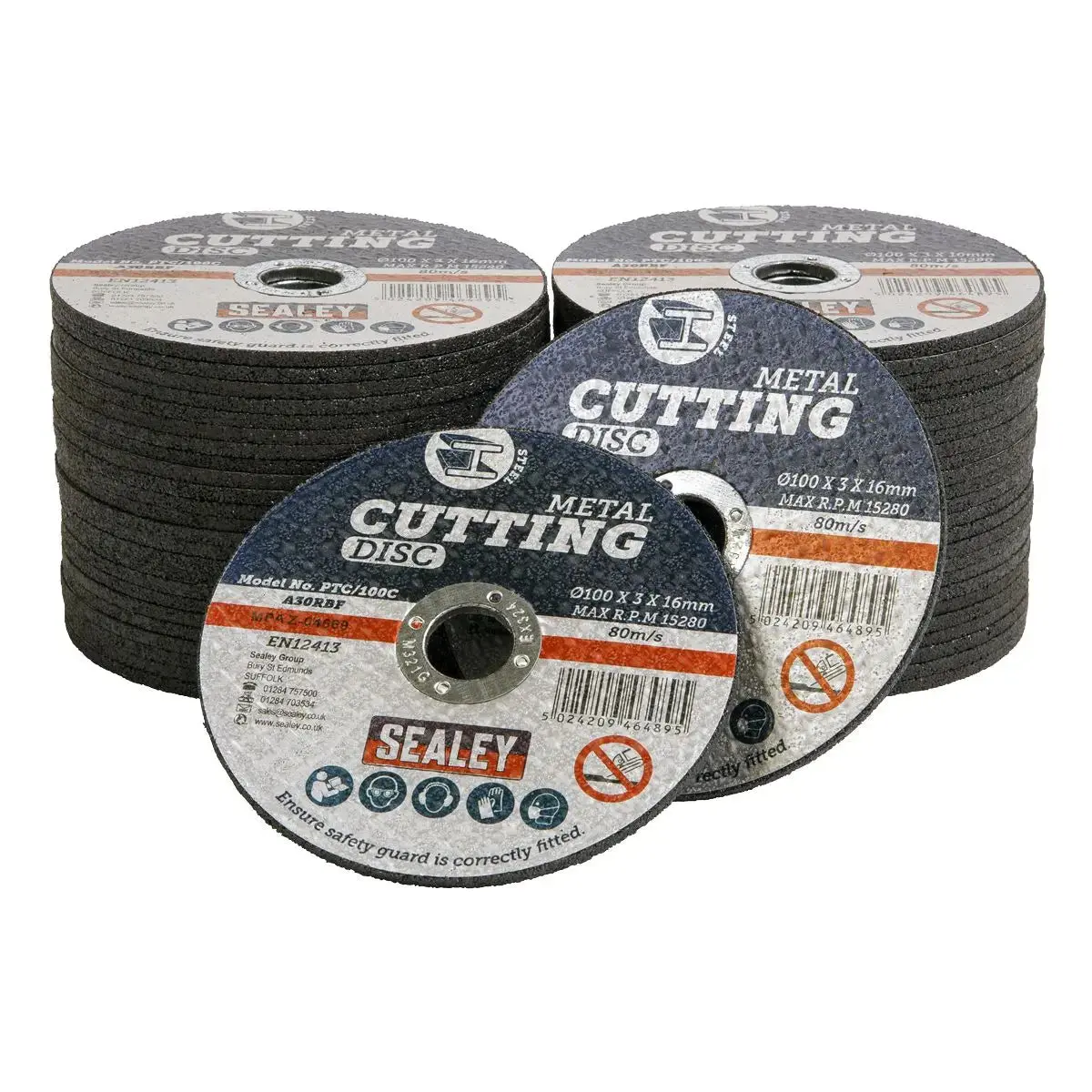 Sealey Cutting Disc Pack Of 50 Ø100 X 3Mm Ø16mm Bore 1