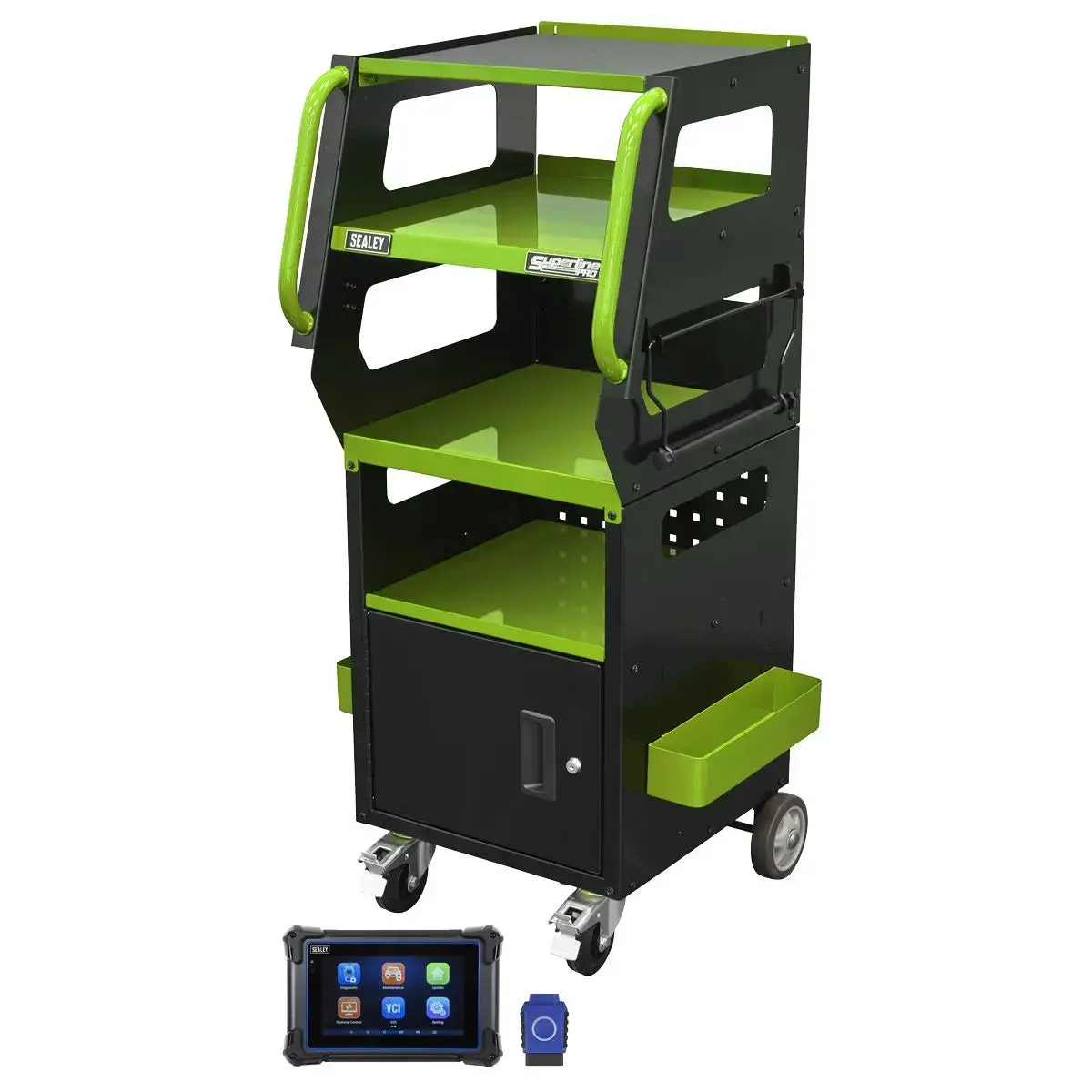 Sealey Diagnostic Tablet & Trolley - Green 1