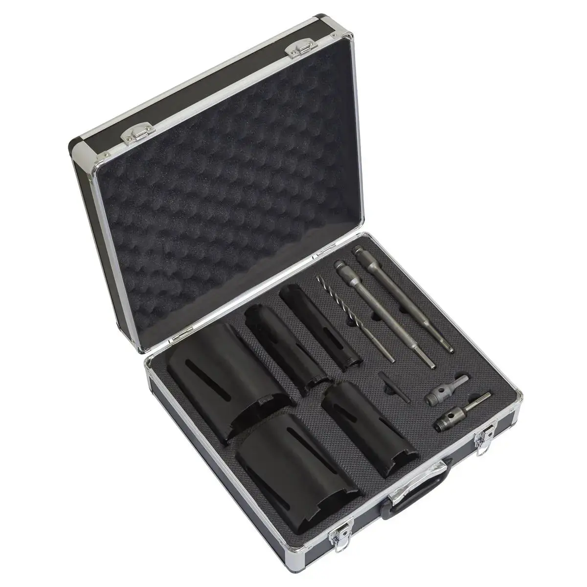 Sealey Diamond 5 Core Kit (Ø38, 52 ,65, 117, 127Mm Cores With Adaptors) 1