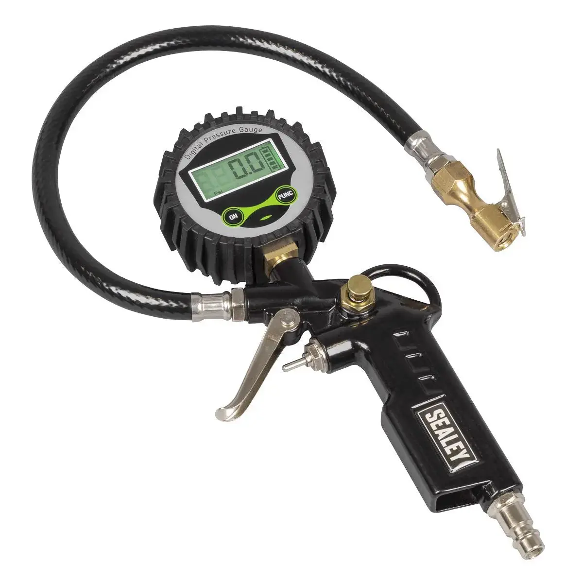 Sealey Digital Pistol Grip Tyre Inflator With Clip-On Connector 1