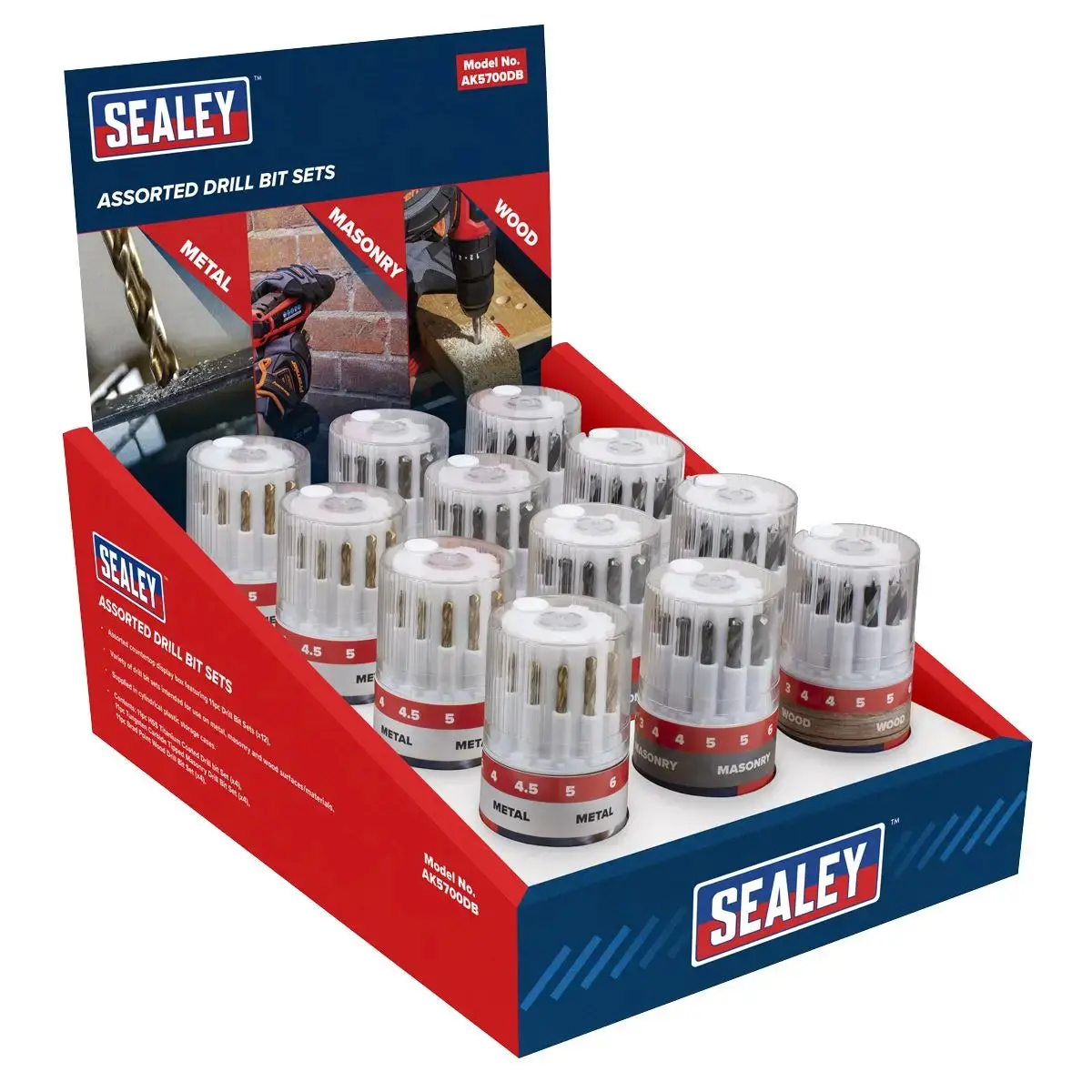 Sealey Drill Bit Sets Assorted Display Box Of 12 1