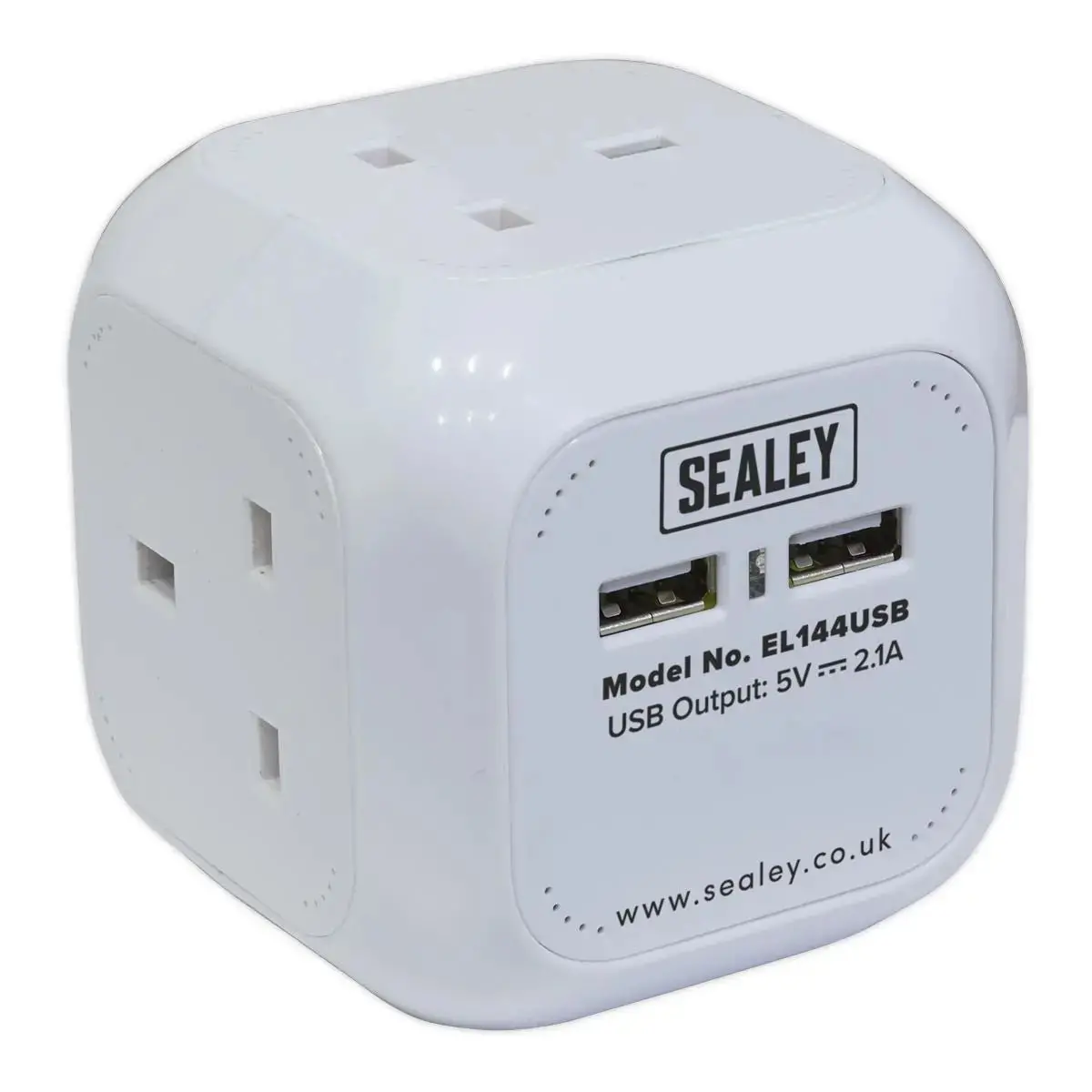 Sealey Extension Cable Cube 1.4M 4 X 230V & 2 X Usb Sockets - White 1