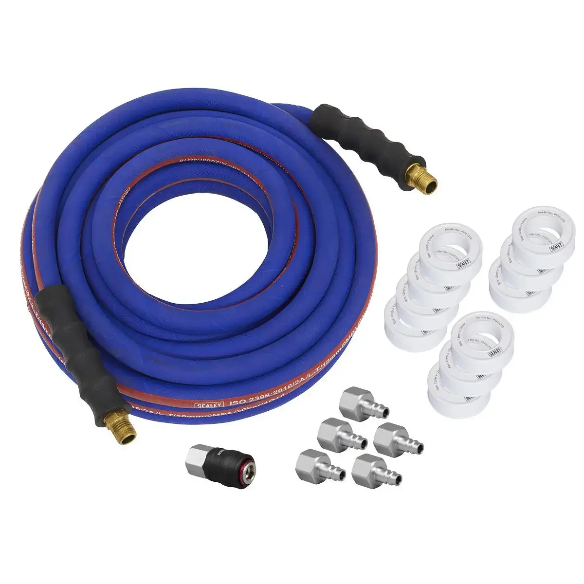 Sealey Extra-Heavy-Duty High Flow Air Hose Kit With Couplings 15M X 13Mm 1