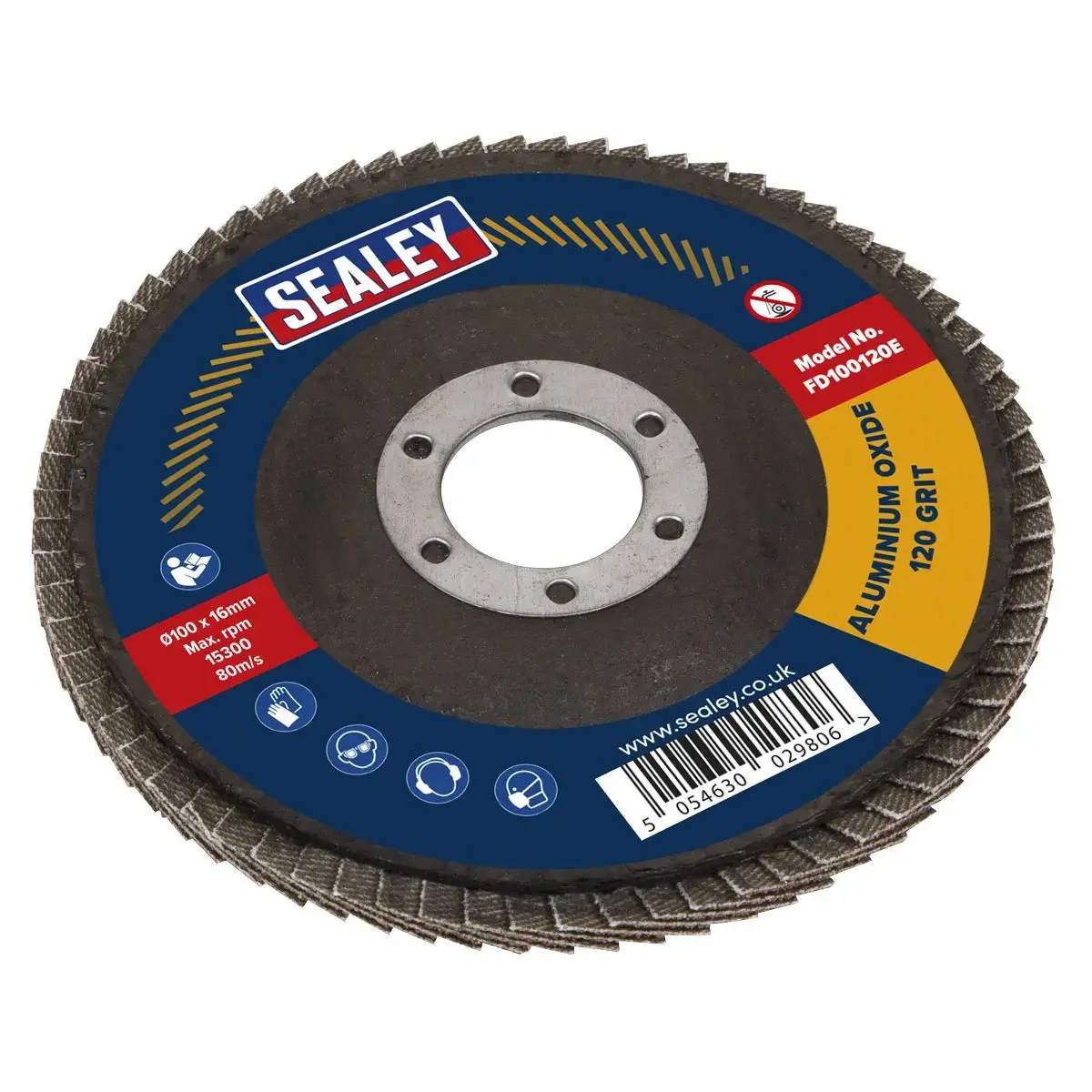 Sealey Flap Disc Aluminium Oxide Ø100mm Ø16mm Bore 120Grit 1