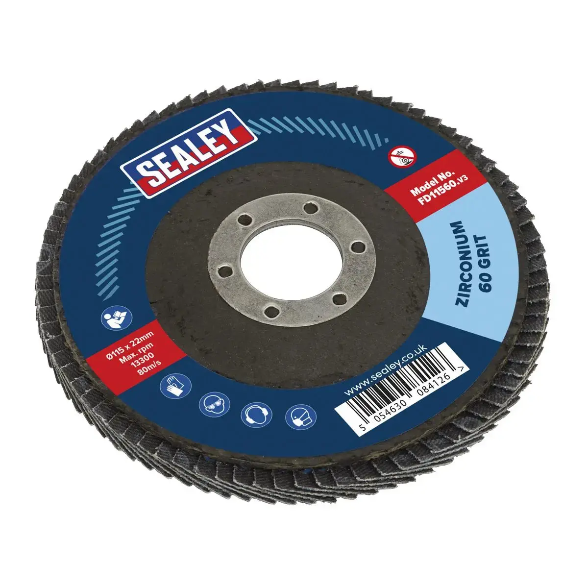 Sealey Flap Disc Zirconium Ø115mm Ø22mm Bore 60Grit 1