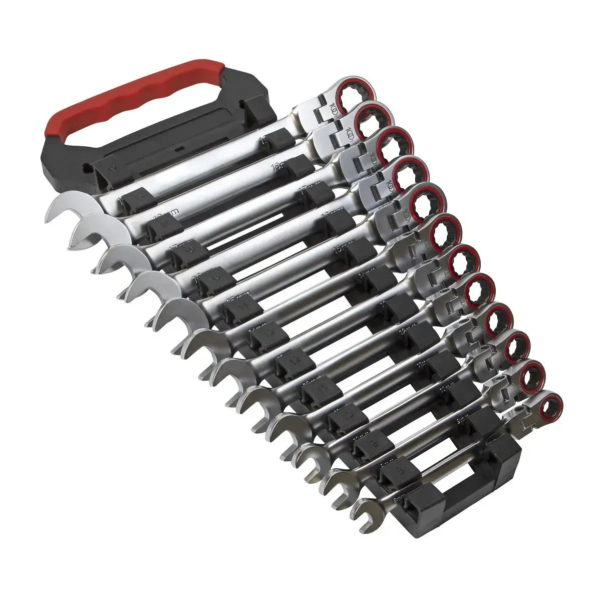 Sealey Flexi Head Ratchet Combination Spanner Set 12 Piece 8-19Mm 100 Tooth Premier 1