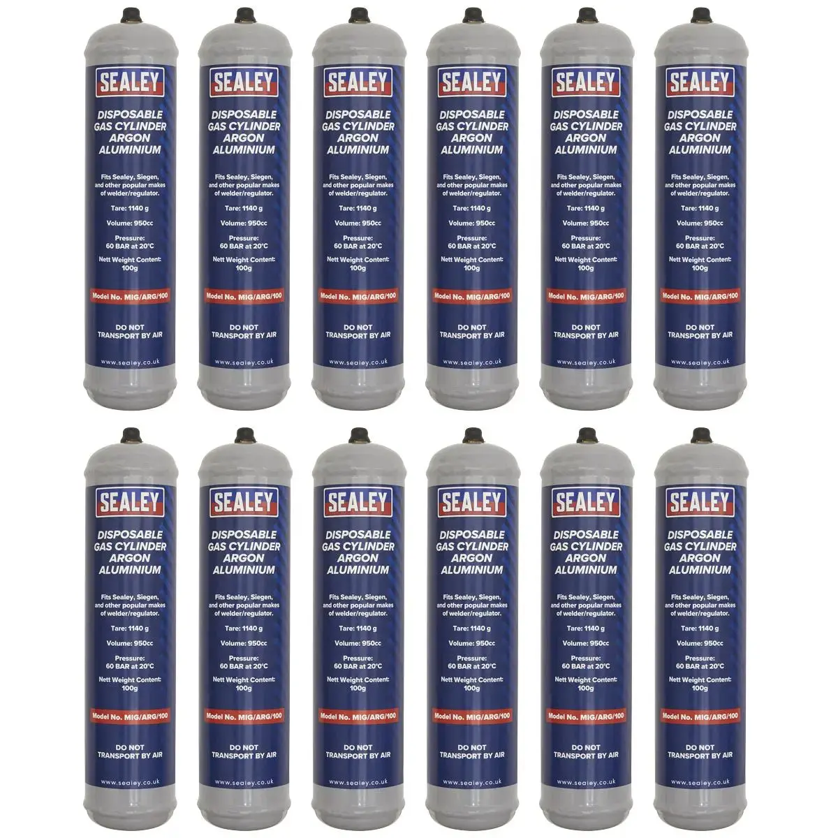 Sealey Gas Cylinder Disposable Argon 100G - Box Of 12 1