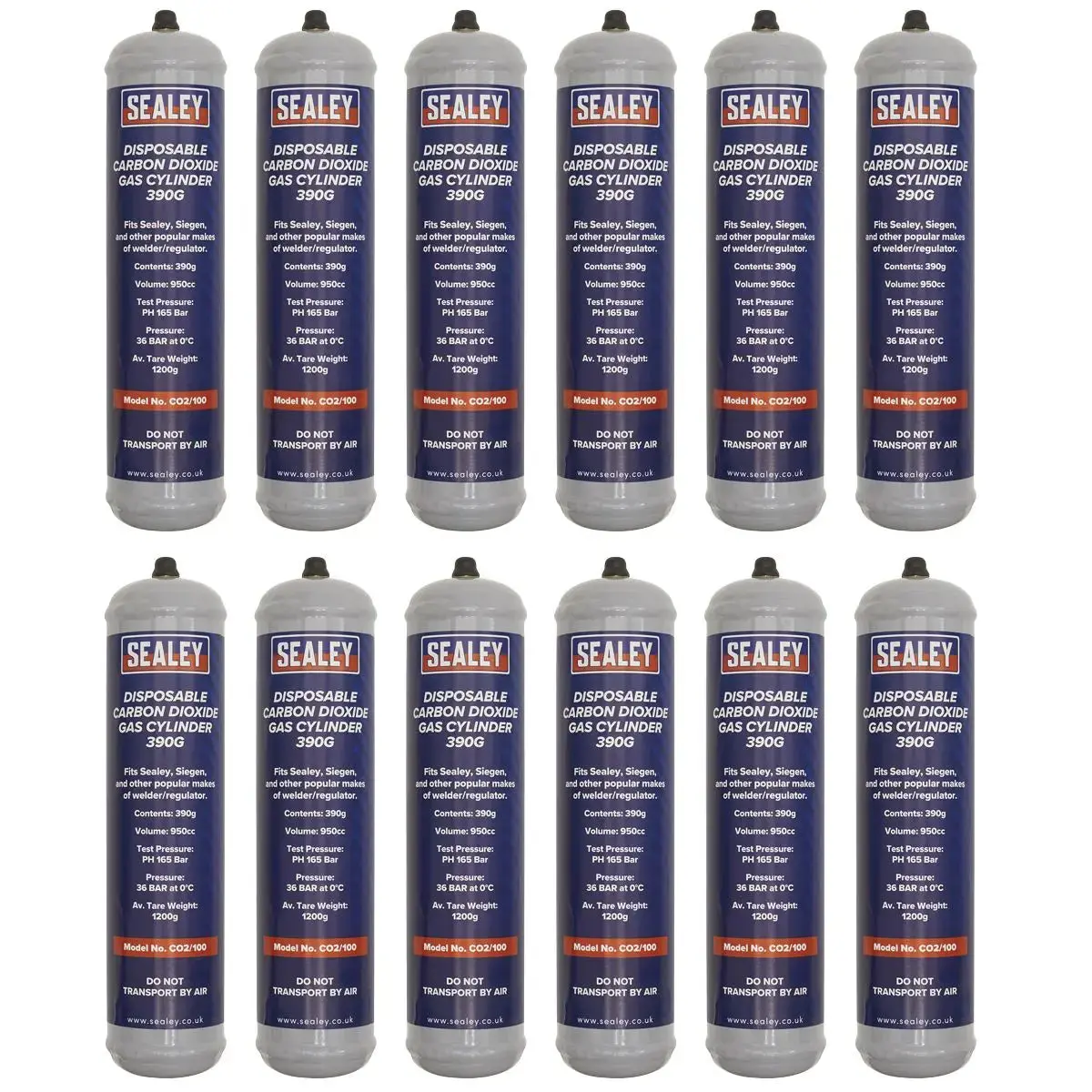 Sealey Gas Cylinder Disposable Carbon Dioxide 390G - Box Of 12 1
