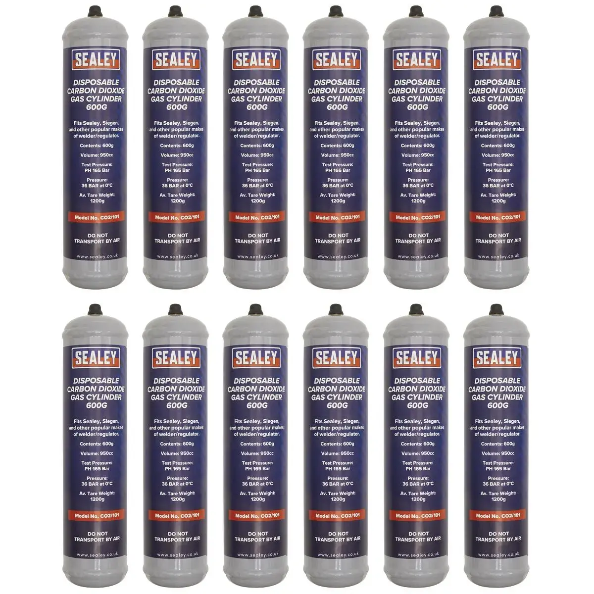 Sealey Gas Cylinder Disposable Carbon Dioxide 600G - Box Of 12 1