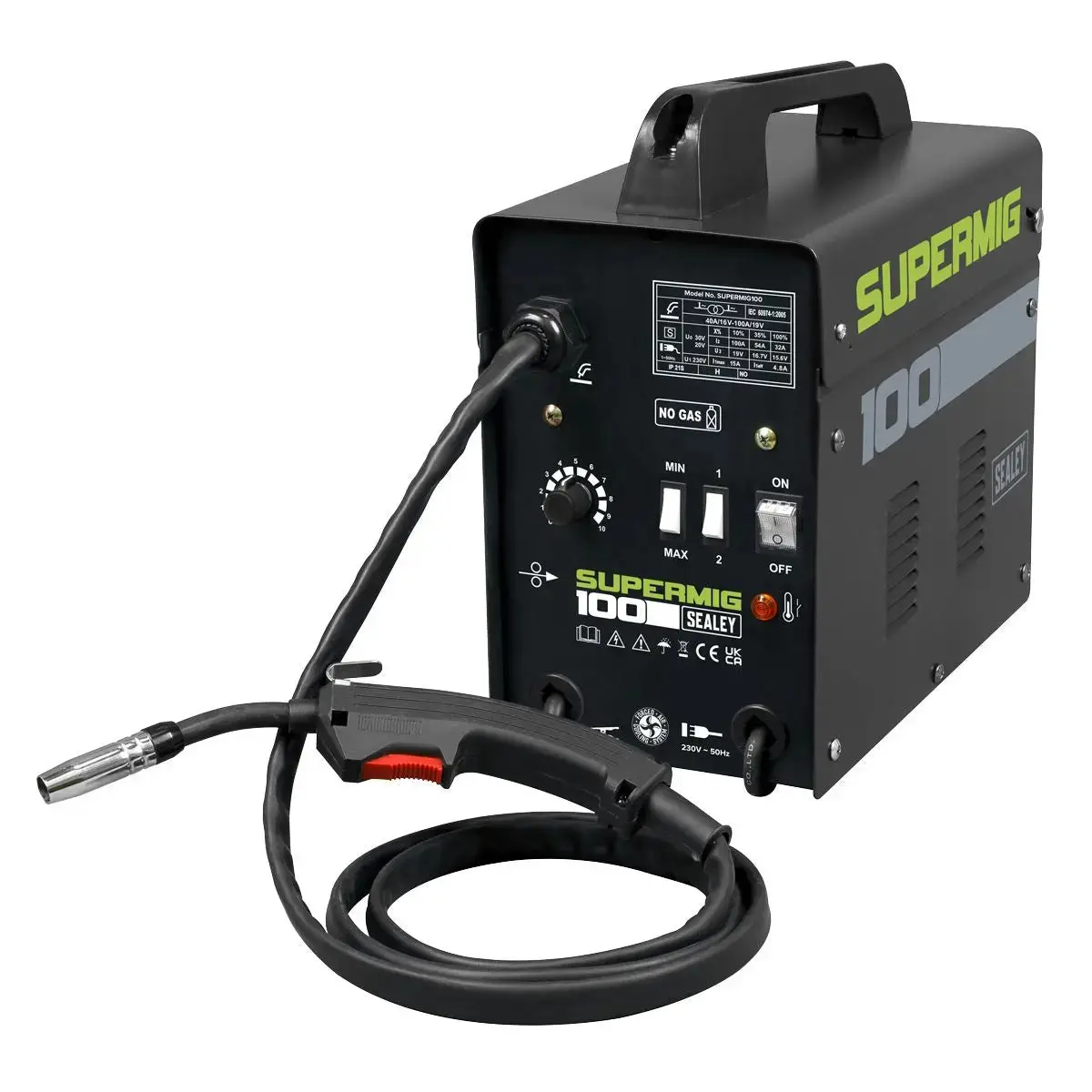 Sealey Gasless Mig Welder 100A 230V Supermig100 Welding Flux Core Wire 1