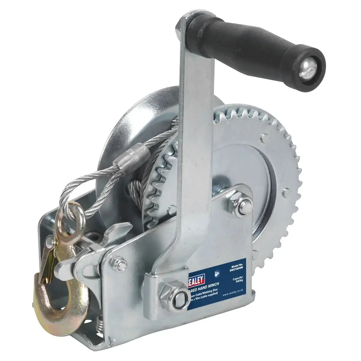 Sealey Geared Hand Winch 540Kg Capacity With Cable 1