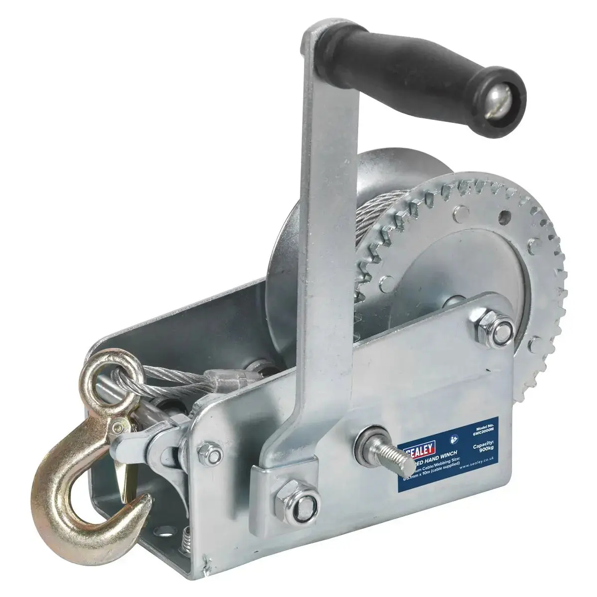 Sealey Geared Hand Winch 900Kg Capacity With Cable 1