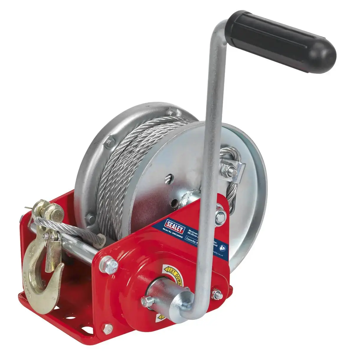 Sealey Geared Hand Winch With Brake & Cable 900Kg Capacity 1