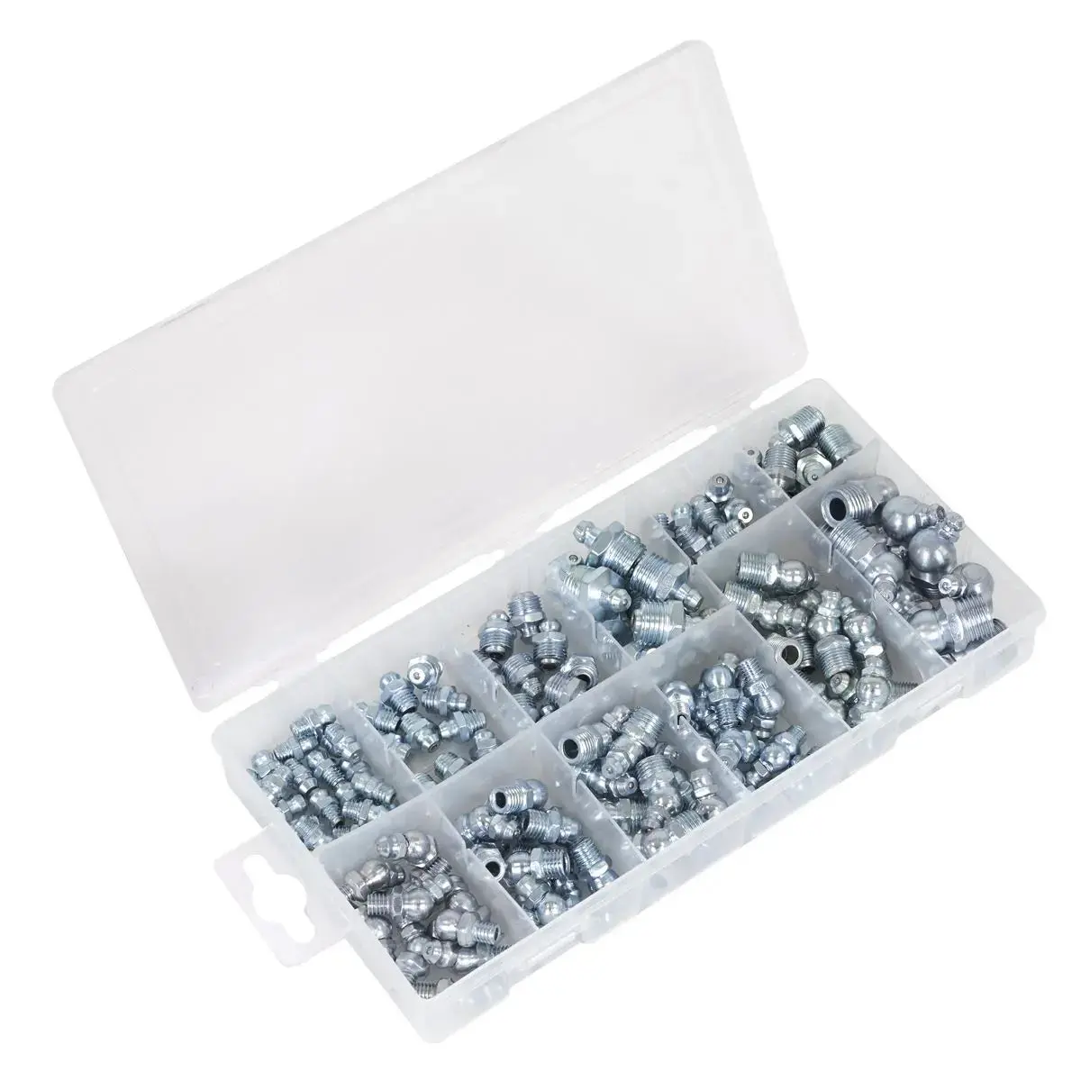 Sealey Grease Nipple Assortment 130Pc - Metric, Bsp & Unf 1