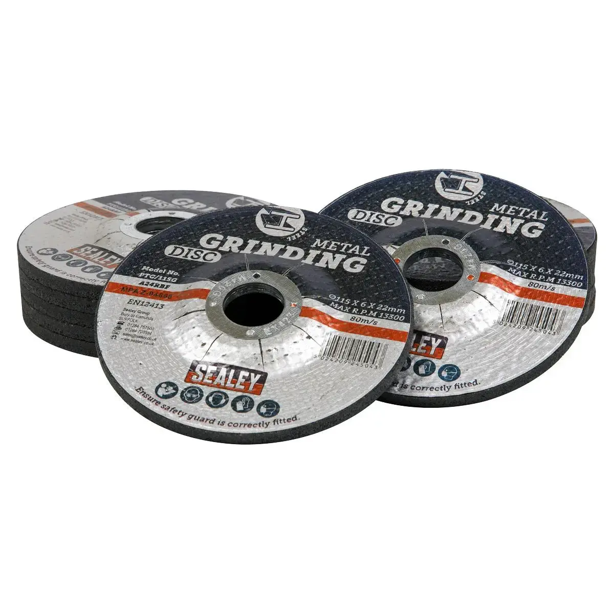 Sealey Grinding Disc Ø115 X 6Mm Ø22mm Bore - Pack Of 12 1