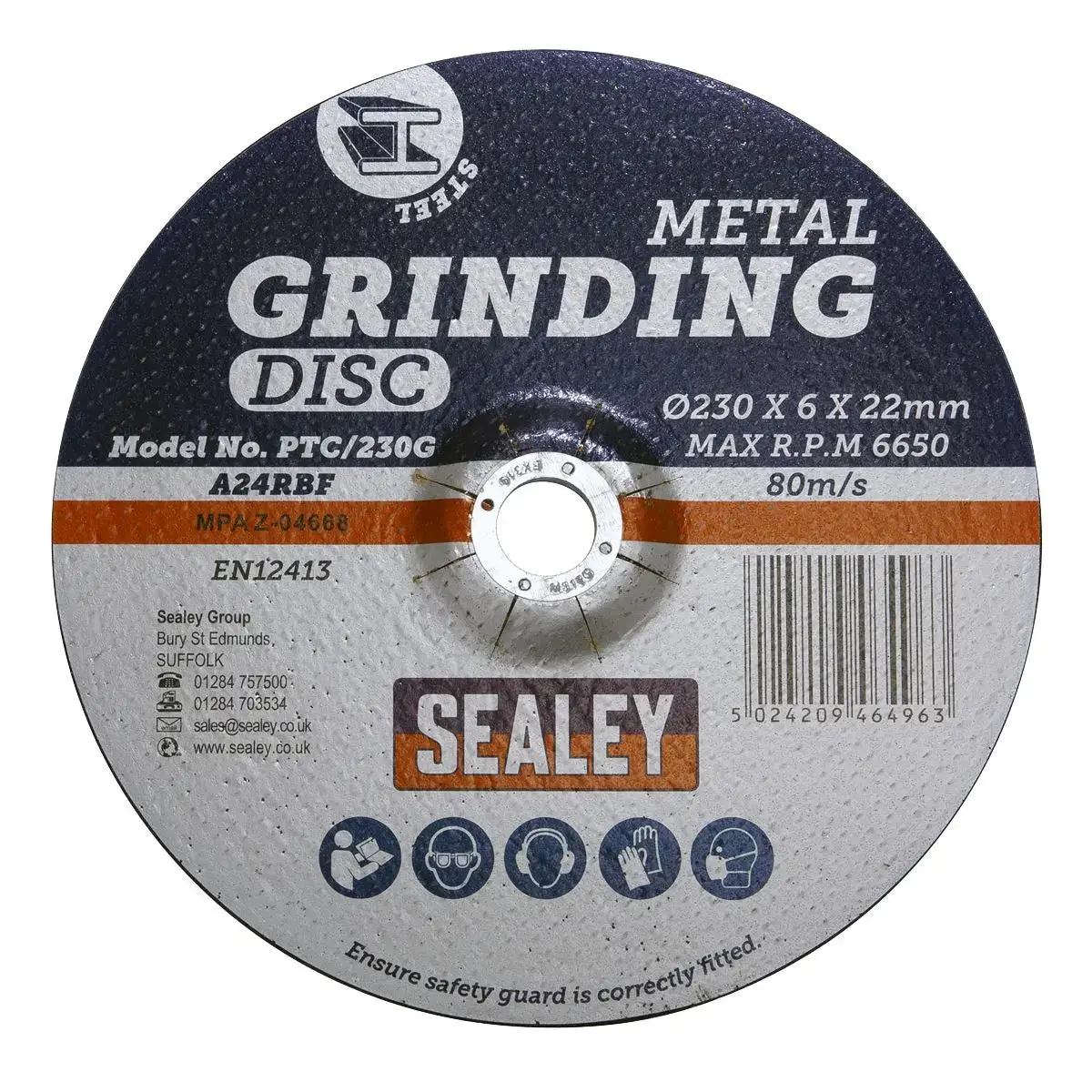 Sealey Grinding Disc Ø230 X 6Mm Ø22mm Bore 2