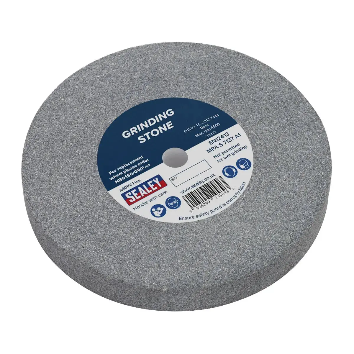 Sealey Grinding Stone Ø150 X 16Mm Ø13mm Bore A60p Fine 1