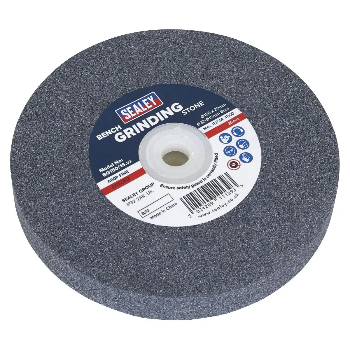 Sealey Grinding Stone Ø150 X 20Mm Ø32(Ø13)Mm Bore A60p Fine 1