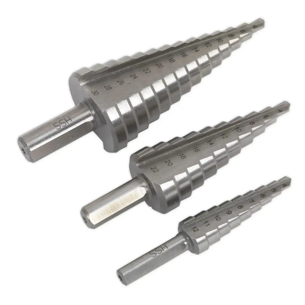 Sealey Hss 4341 Step Drill Bit Set 3Pc Double Flute 2