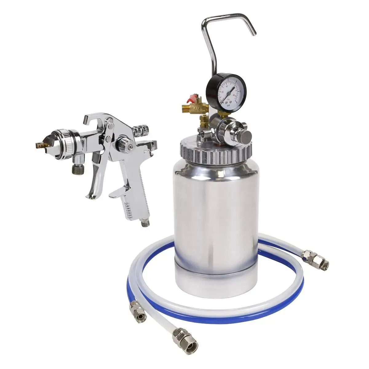 Sealey Hvlp Pressure Pot System With Spray Gun & Hoses 1.7Mm Set-Up 1